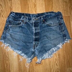 Levi's Blue Frayed Jean Shorts